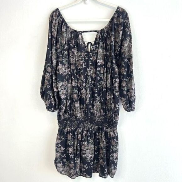 Denim & Supply Ralph Lauren Women’s Large Black Floral Wrap Tie Front Mini Dress - Picture 6 of 10